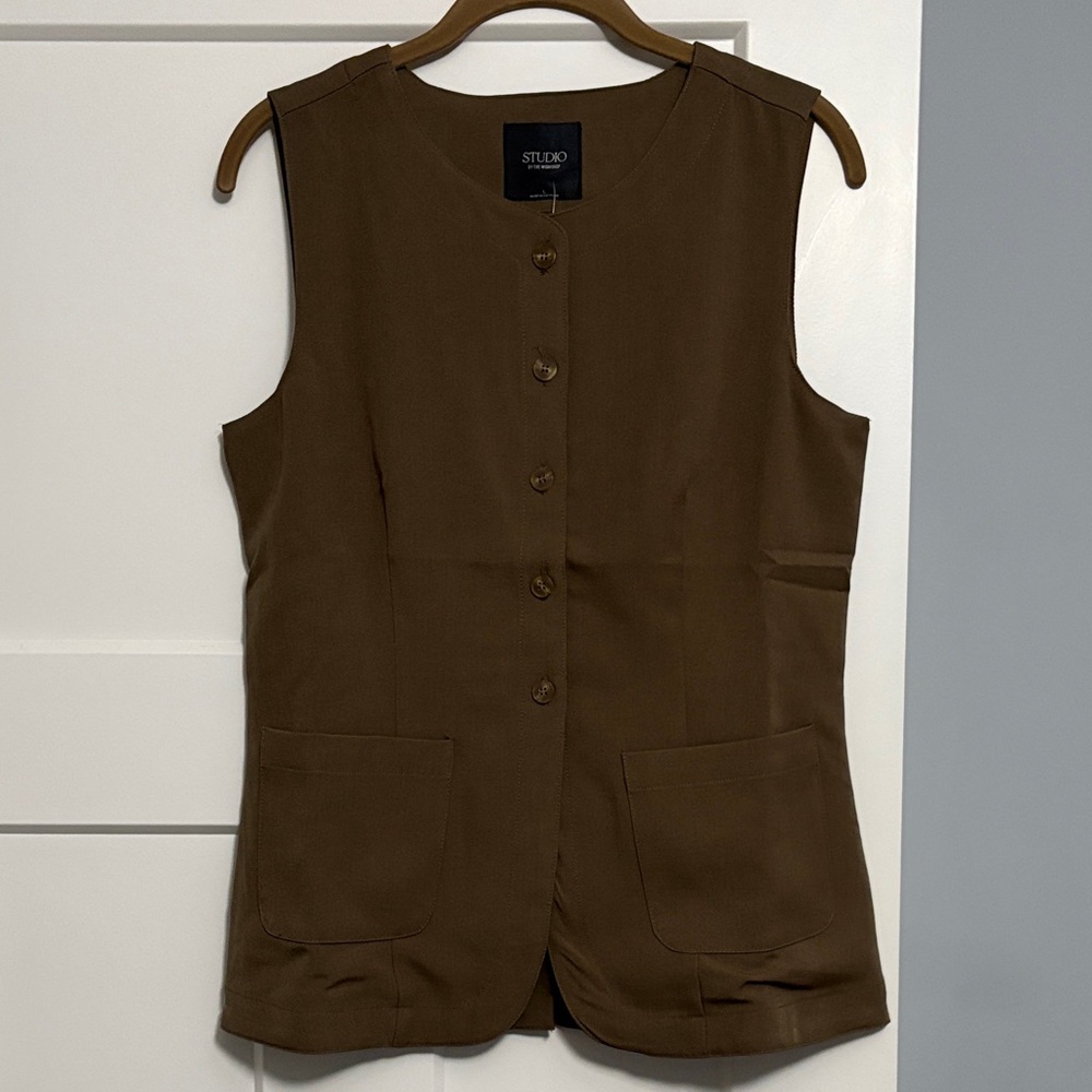 Studio By The Workshop Green Button Down Vest - image 1